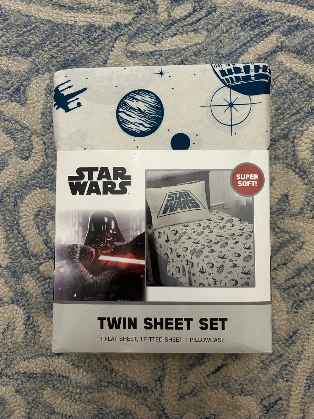 Star Wars Twin Bedding Set - Navy and White Galaxy Print